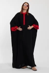 Maxi Boy Siyah Hakim Yaka Nakış İşlemeli Uzun Boy Gömlek Elbise BCVL-24957