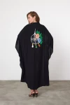Maxi Boy Beyaz Nakış İşlemeli Dokuma Viscon Elbise BCVL-25994