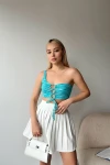 Beyaz Pileli Dokuma Etek BC25PKN22