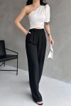 Beyaz Tek Omuz Prenses Kol Crep Bluz BCDF-252159