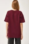 Bordo Bisiklet Yaka Basic 2 İplik Rahat Kesim Tişört BC251000