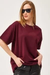 Bordo Bisiklet Yaka Basic 2 İplik Rahat Kesim Tişört BC251000