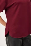 Bordo Bisiklet Yaka Oys Modal Oval Kesim Yumuşak Dokulu Basic T-Shirt BC241115