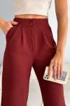 Bordo Çift Cepli Likralı Crep Havuç Pantolon BC241069