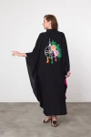 Maxi Boy Fuşya Nakış İşlemeli Dokuma Viscon Elbise BCVL-25994