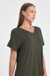 Maxi Boy Haki Örme Viscon Elbise BCVL-25C2