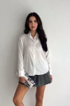 Kadın Beyaz Yumuşak Dokulu Dokuma Gömlek BCTL-258051