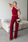Bordo Rahat Kalıp Yumuşak Dokulu Palazzo Pantolon BCZK-25SA326