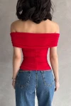 Kırmızı Madonna Yaka Buzzy Bluz BCDF-252158