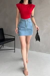 Kırmızı Omuzu Vatkalı Buzzy Bluz BCDF-252157