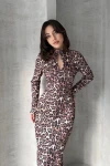 Leopar Öpücük Yaka Maxi Boy Desenli Elbise BCDF-252148