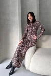Leopar Öpücük Yaka Maxi Boy Desenli Elbise BCDF-252148