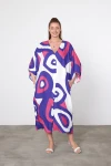 Maxi Boy Mor Baskılı Dokuma Viscon Elbise BCVL-25905