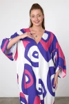 Maxi Boy Mor Baskılı Dokuma Viscon Elbise BCVL-25905