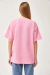 Pembe Bisiklet Yaka Basic 2 İplik Rahat Kesim Tişört BC251000