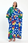 Maxi Boy Saks Baskılı Dokuma Viscon Elbise BCVL-251069