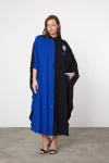 Maxi Boy Saks Nakış İşlemeli Dokuma Viscon Elbise BCVL-25993