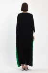 Maxi Boy Siyah Baskılı Dokuma Viscon Elbise BCVL-251034