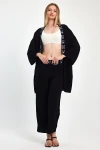 Maxi Boy Siyah Mavi Nakış İşlemeli Ceket Ve Pantolon Dokuma Viscon Alt Üst Takım BCVL-251056
