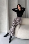 Siyah Yüksek Bel Leopar Deseli Maxi Boy Etek BCDF-242143