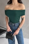 Yeşil Madonna Yaka Buzzy Bluz BCDF-252158