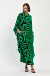 Maxi Boy Yeşil Nakış İşlemeli Dokuma Viscon Elbise BCVL-251033