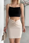 Bej Önü Büzgülü Örme Etek BCHN-2525222