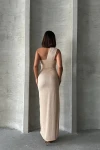 Bej Tek Omuz Detaylı Maxi Boy Elbise BCHN-2525455