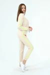 Bej Üç İplik Kapüşonlu Sweatshirt Ve Cepli Pantolon Alt Üst Takım CO-2522033931