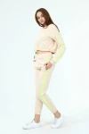 Bej Üç İplik Kapüşonlu Sweatshirt Ve Cepli Pantolon Alt Üst Takım CO-2522033931