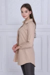 Bej Uzun Kollu Dokuma Gömlek CO-259072734
