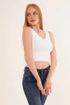 Beyaz Merdiven Yaka Triko Bluz CO-2523256336