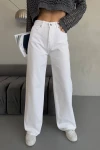 Beyaz Yüksek Bel Baggy Palazzo Jean Pantolon BCNW-251403