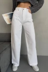 Beyaz Yüksek Bel Baggy Palazzo Jean Pantolon BCNW-251403