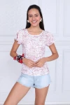 Bordo Katkat Fırfırlı Kısa Kol Bluz CO-259333335