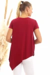 Bordo Viskon V Yaka Asimetrik Kesim Kısa Kol Bluz CO-2520060632