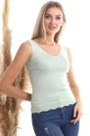 Çağla Yeşili V Yaka Askılı İnce Yazlık Triko Bluz CO-2520346235