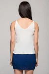 Ekru Askılı V Yaka Kolsuz Crep Bluz CO-257071702