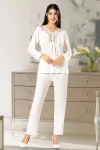 Ekru Dantel Detaylı Pijama Takımı BCAN-258611FA