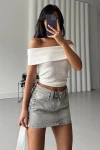 Ekru Madonna Yaka Örme Bluz BCOR-252457