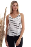 Ekru Puantiye Desenli İp Askılı Bluz CO-2520333453