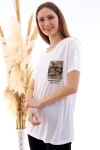 Ekru V Yaka Pul Payet Cepli T-Shirt CO-2520050507