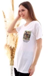 Ekru V Yaka Pul Payet Cepli T-Shirt CO-2520050507