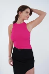 Fuşya Bisiklet Yaka Kaşkorse Bluz CO-2523254307