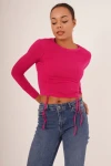 Fuşya Büzgülü Uzun Kol Sandy Bluz CO-2523254005