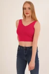 Fuşya Merdiven Yaka Triko Bluz CO-2523256336