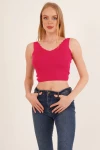 Fuşya Merdiven Yaka Triko Bluz CO-2523256336