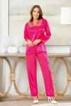 Fuşya Saten Dantel Detaylı Uzun Kollu Pijama BCAN-254610FA