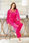 Fuşya Saten Dantel Detaylı Uzun Kollu Pijama BCAN-254610FA