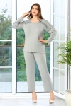 Gri Dantel Detaylı Battal Pijama Takımı BCAN-258810FA